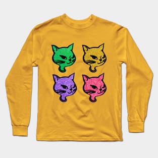 Winking Kitty Cat Stickers Long Sleeve T-Shirt